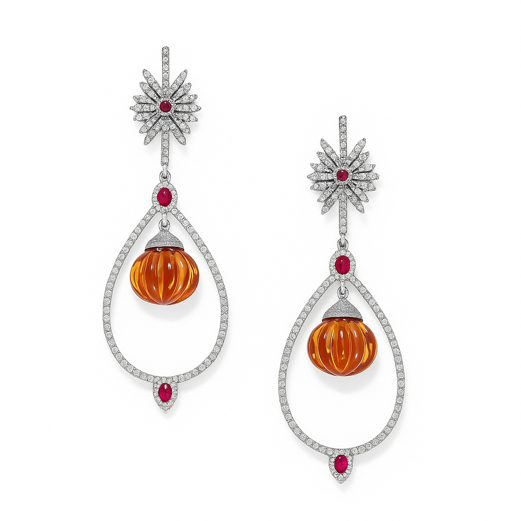 Amber Starburst Earrings