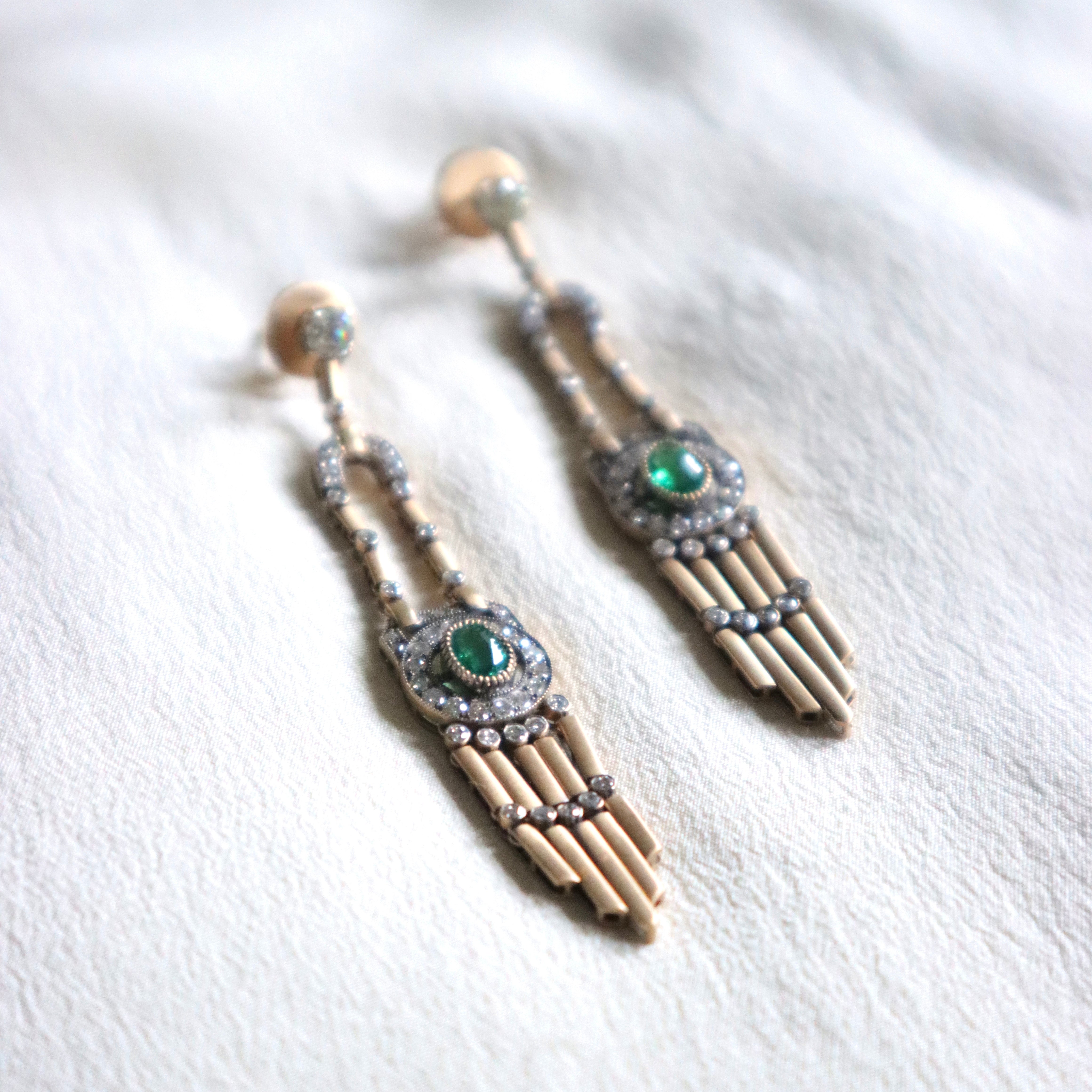 Emerald Fringe Earrings