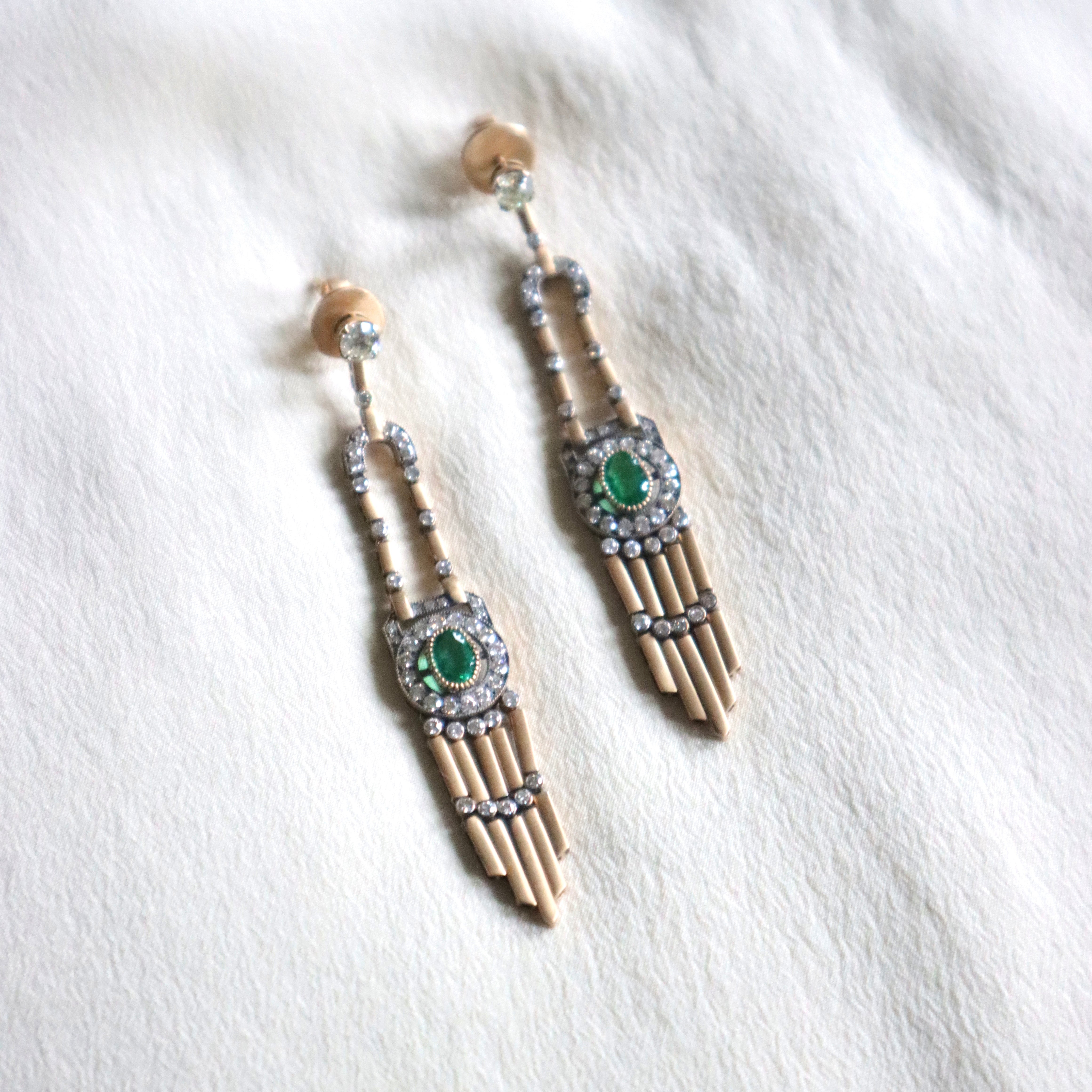 Emerald Fringe Earrings