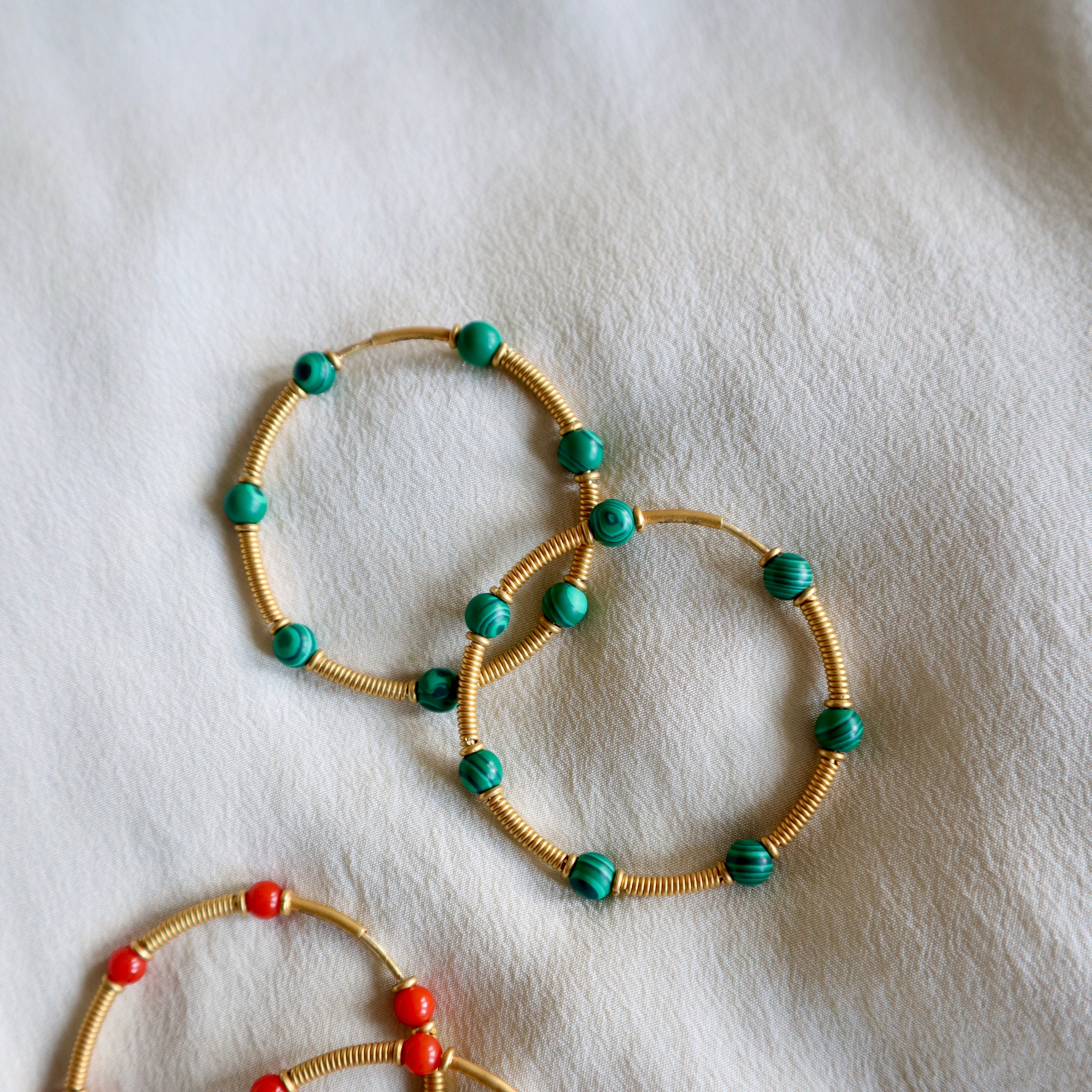 Malachite Coil Hoops