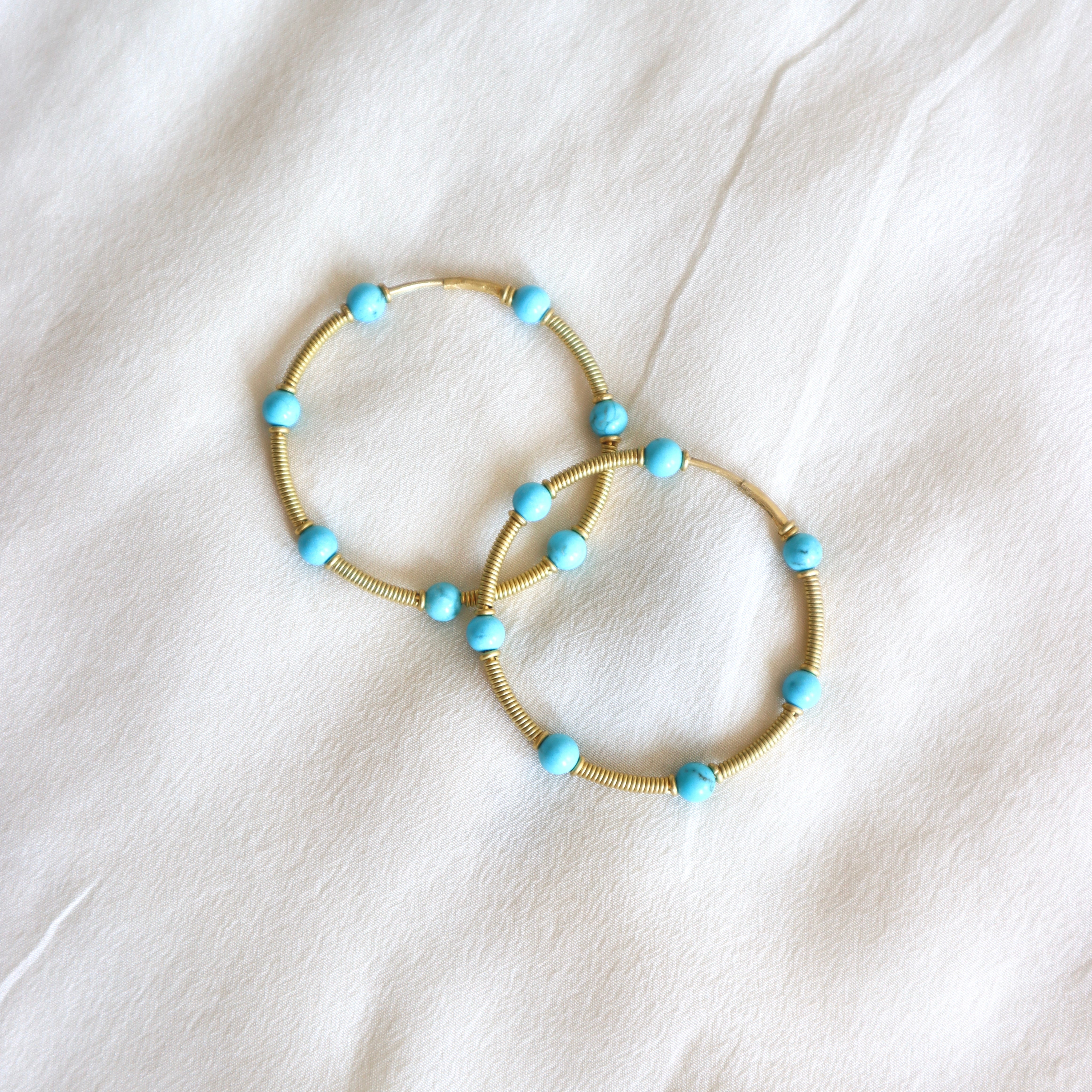 Turquoise Coil Hoops