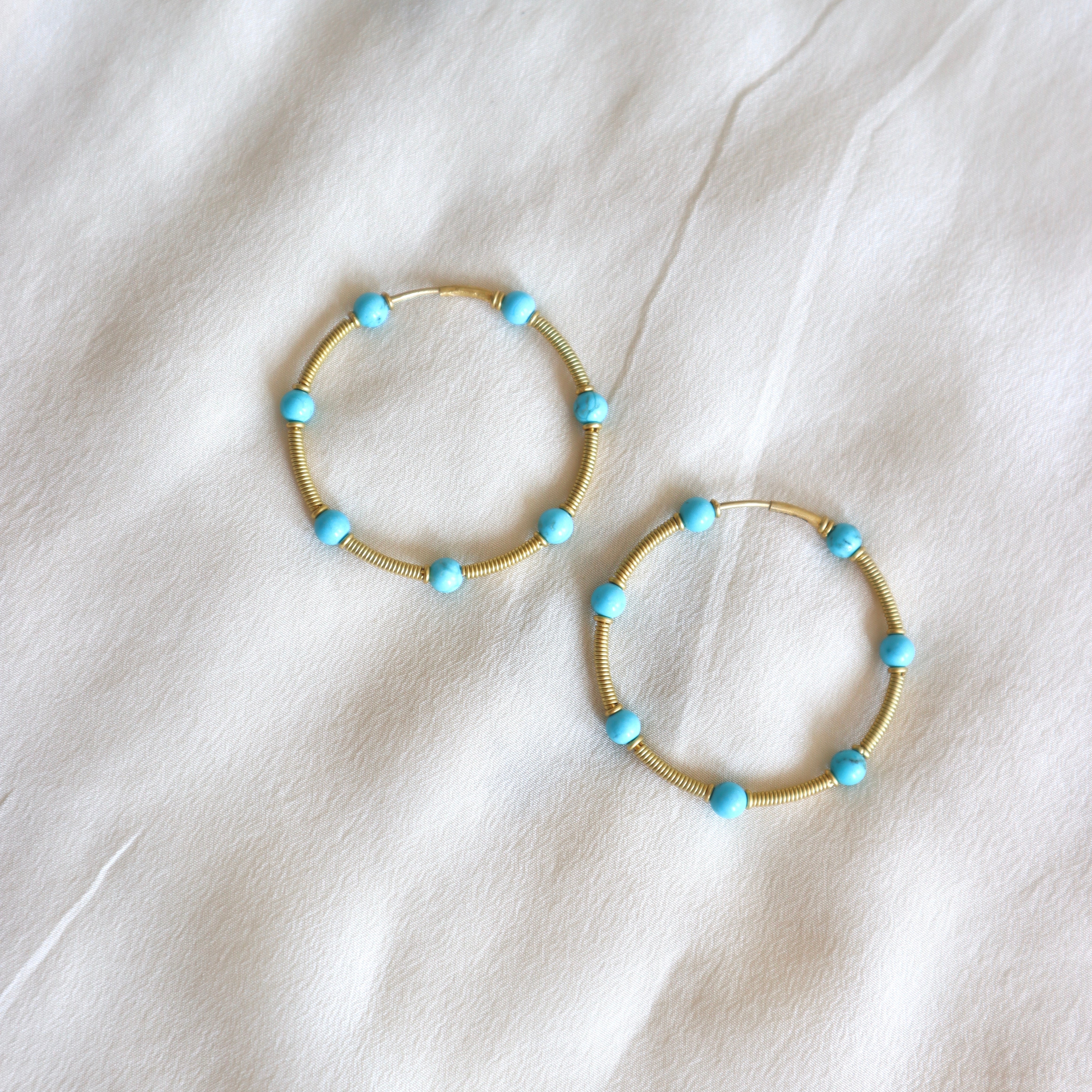 Turquoise Coil Hoops