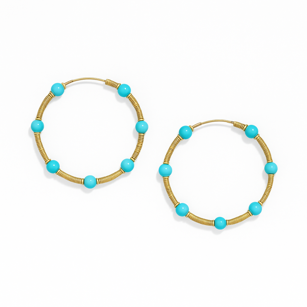 Turquoise Coil Hoops