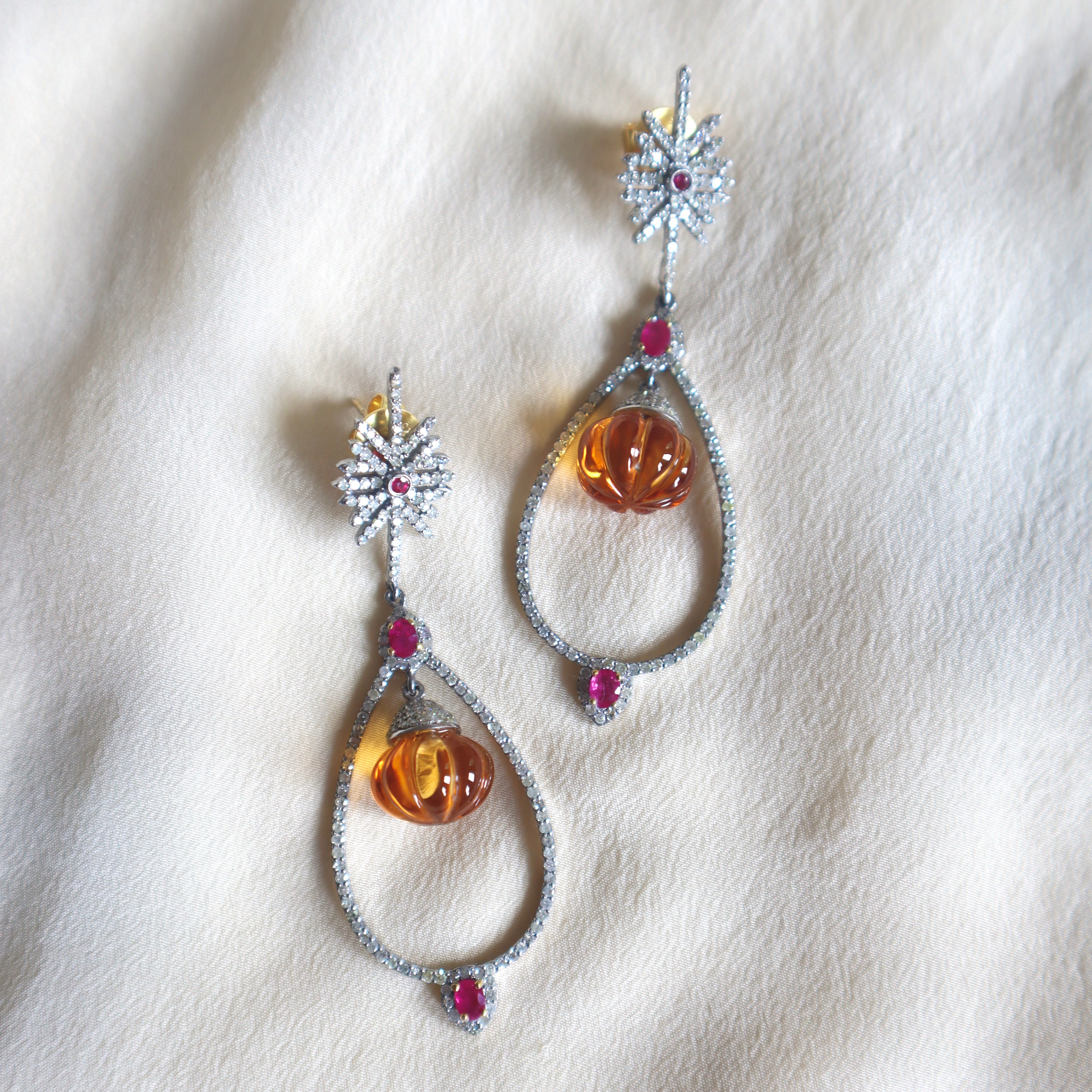 Amber Starburst Earrings