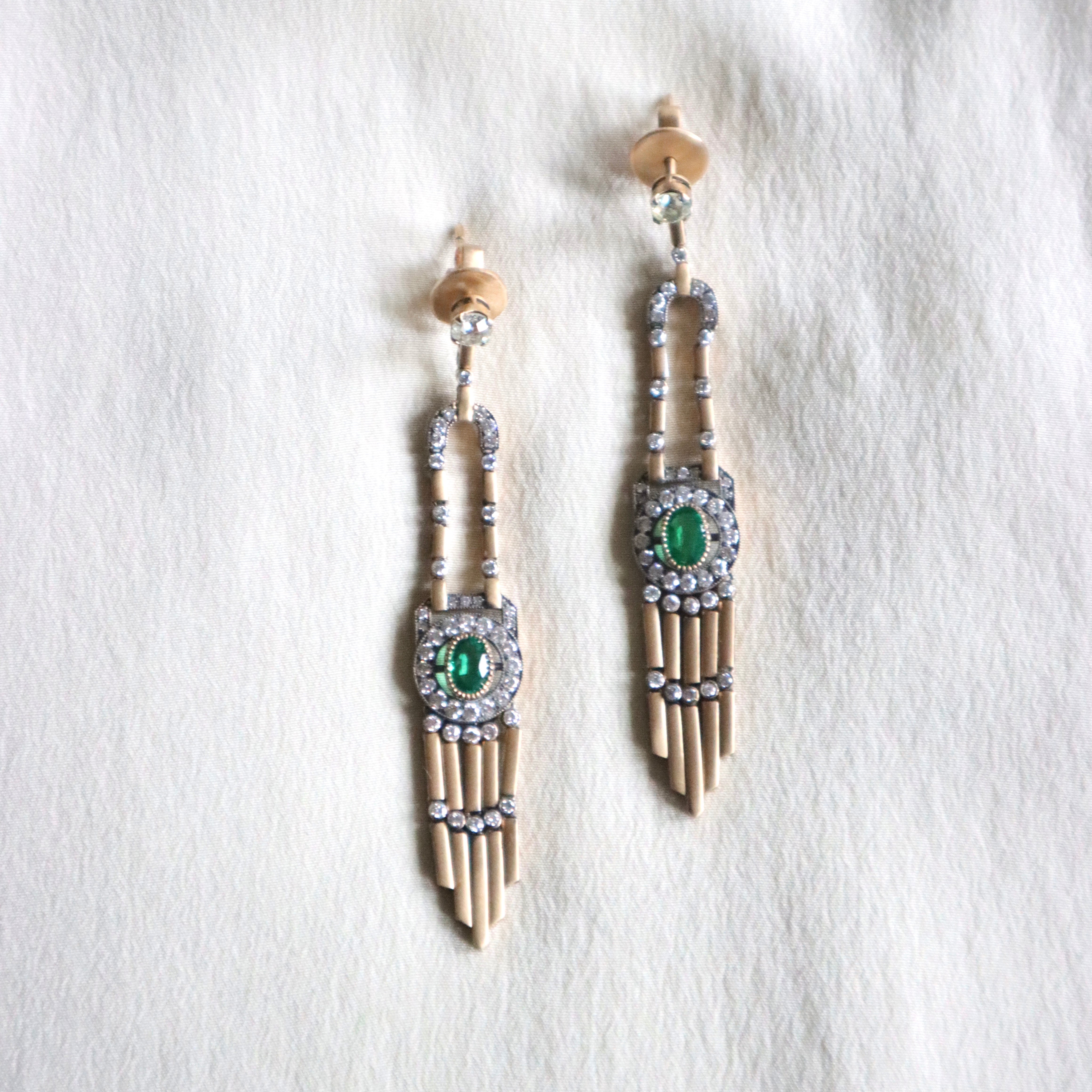 Emerald Fringe Earrings