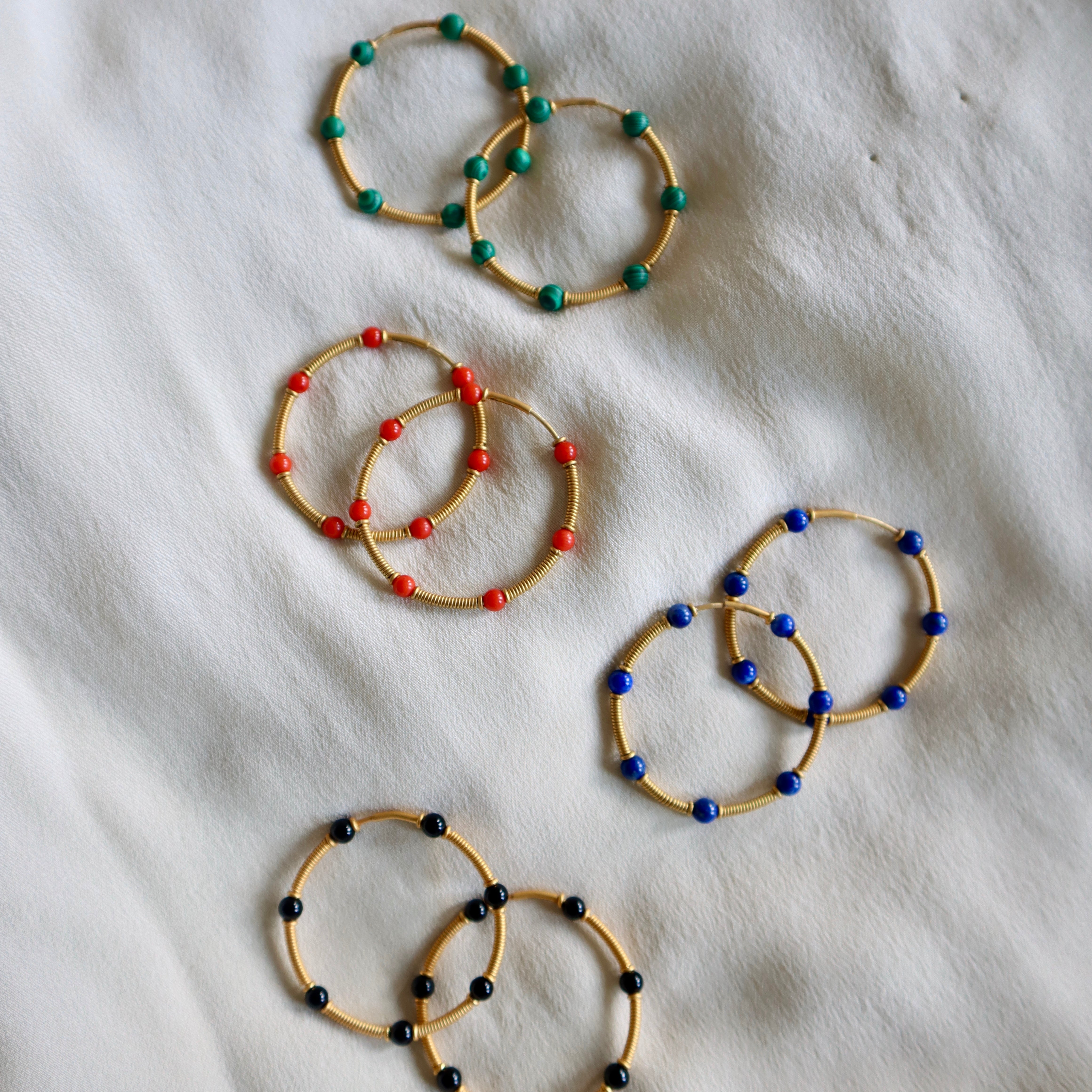 Malachite Coil Hoops