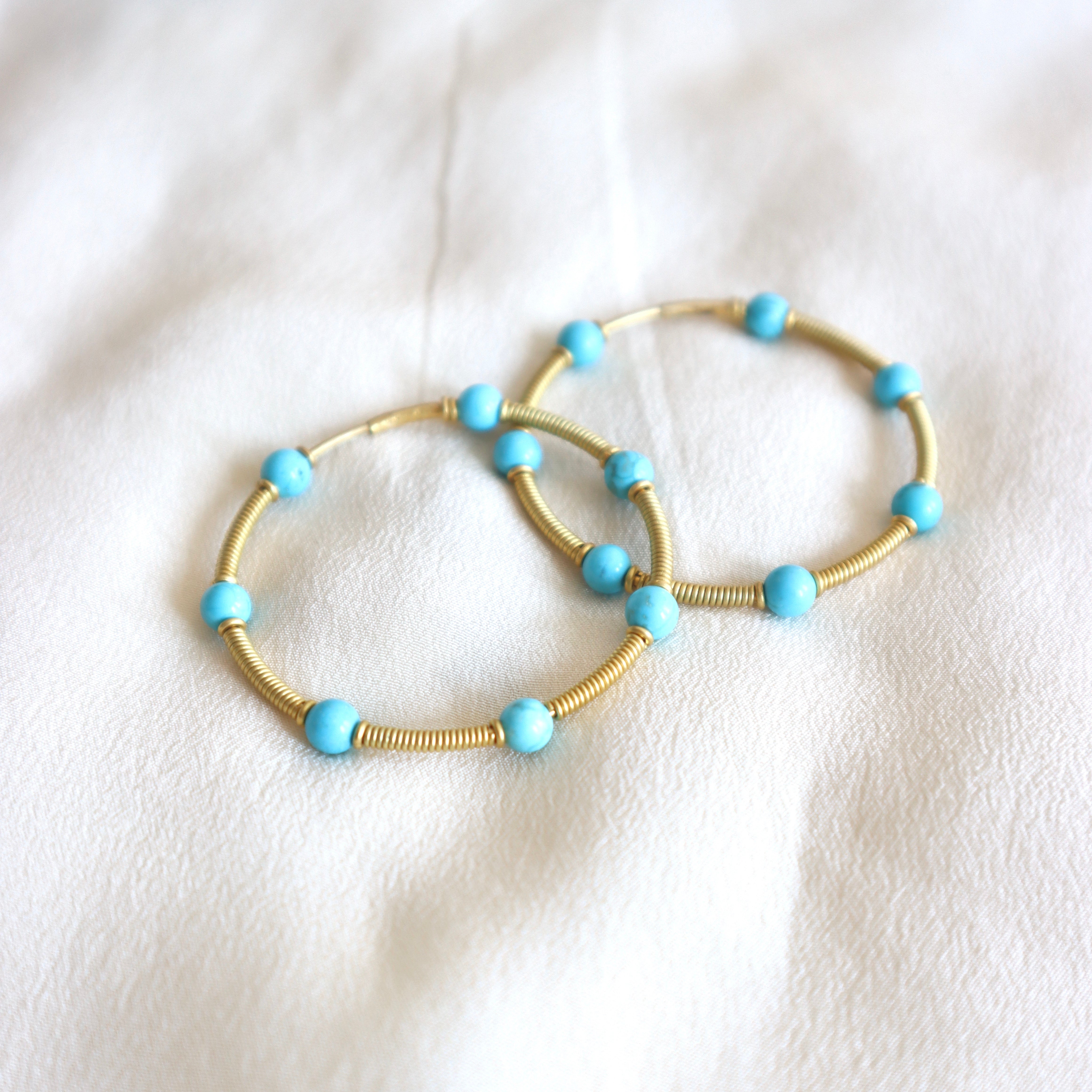 Turquoise Coil Hoops