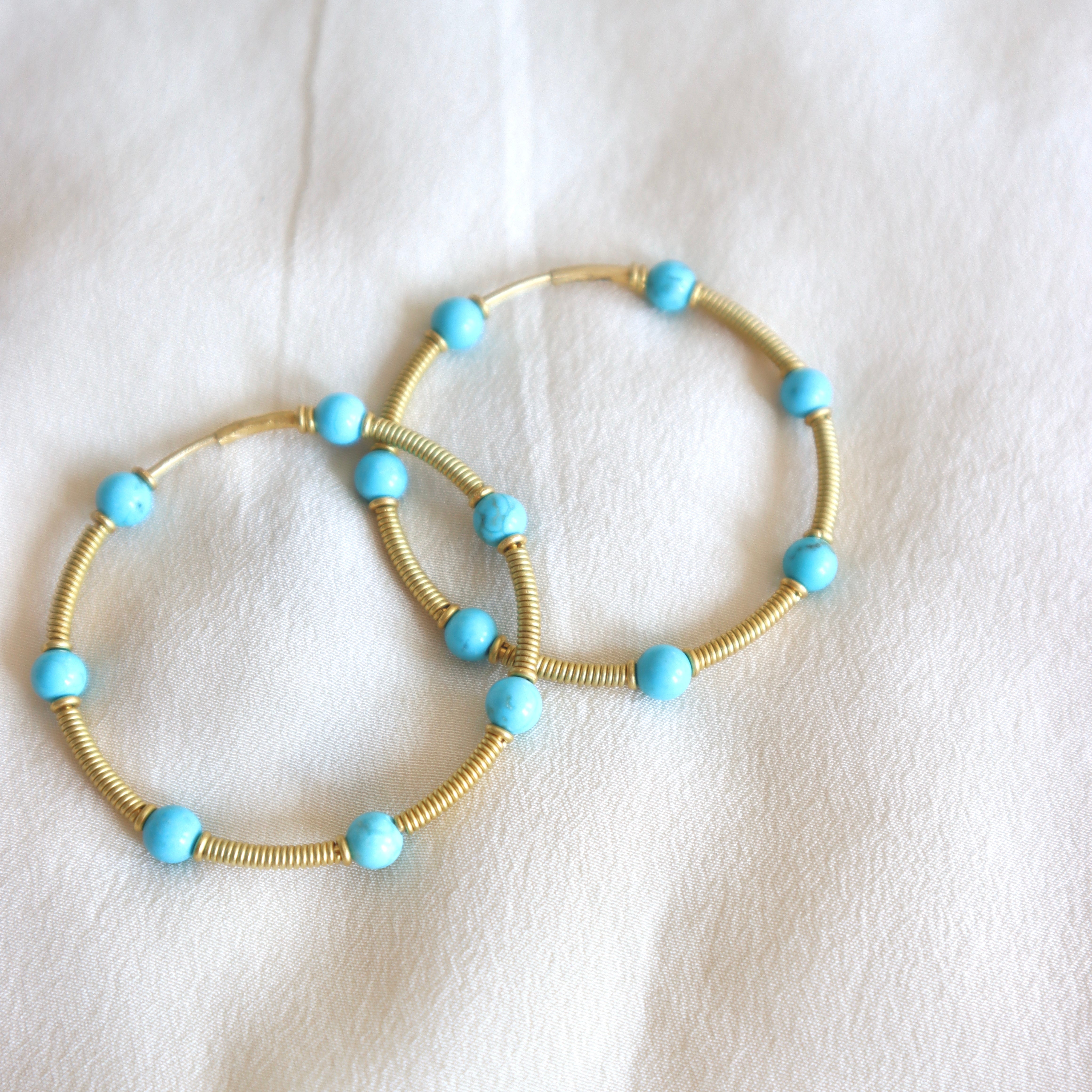 Turquoise Coil Hoops