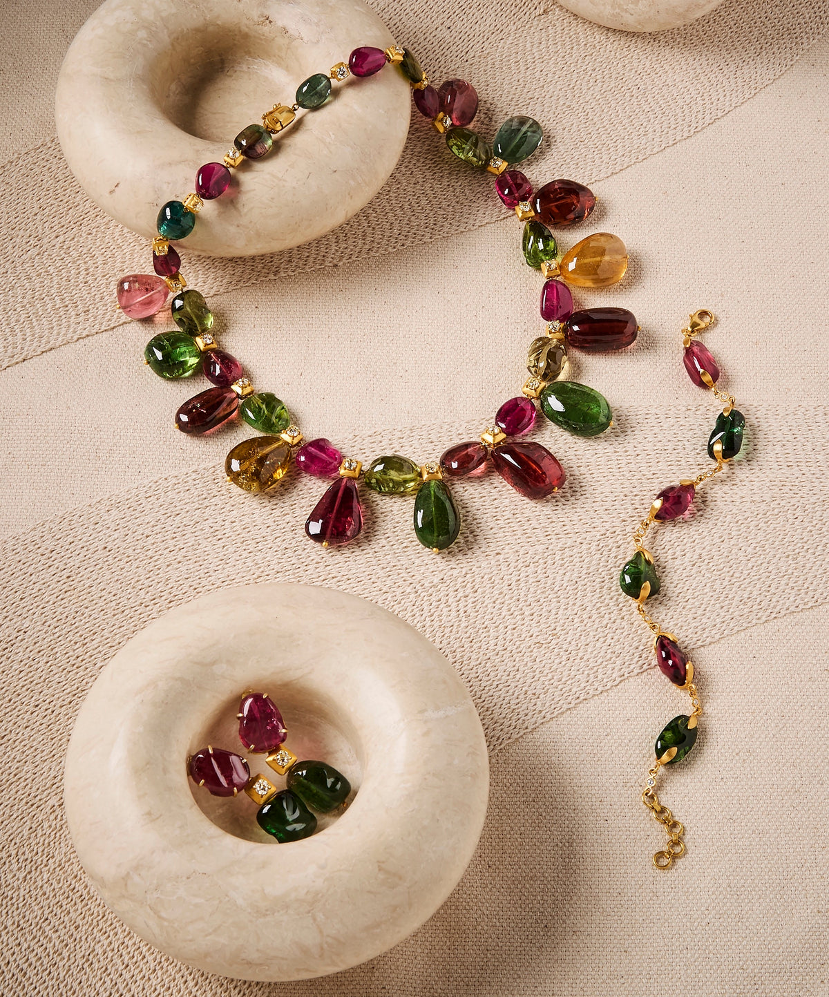 Tourmaline and Diamond Necklace Earrings